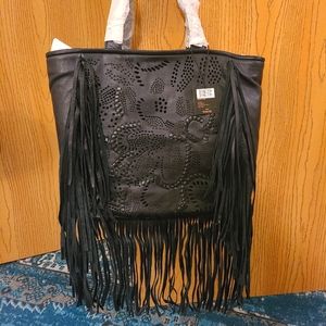 Frye vivian leather fringe tote bag - NWT